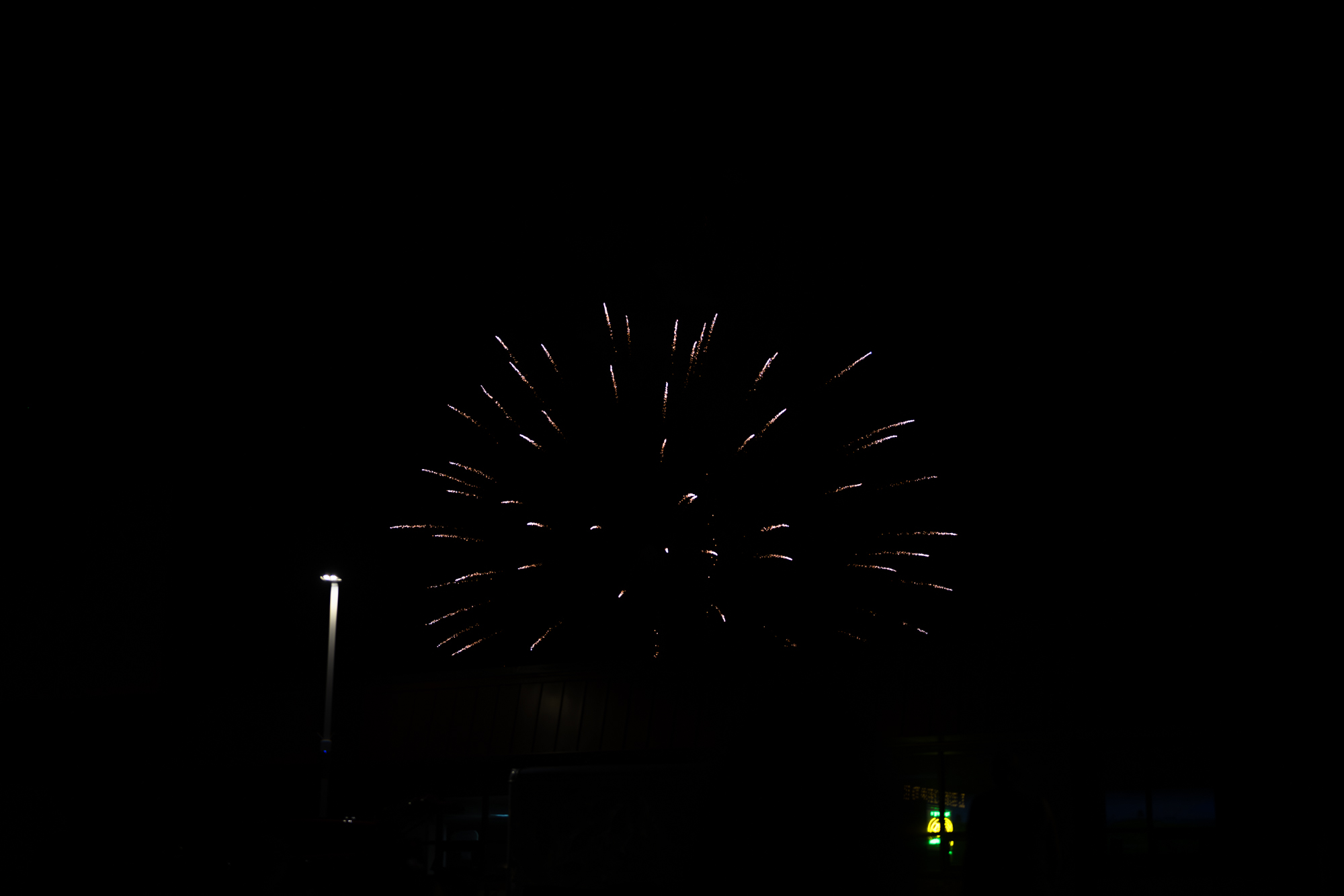 Fireworks going off in a dark sky