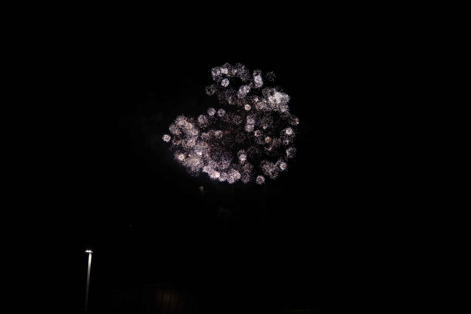 Fireworks going off in a dark sky