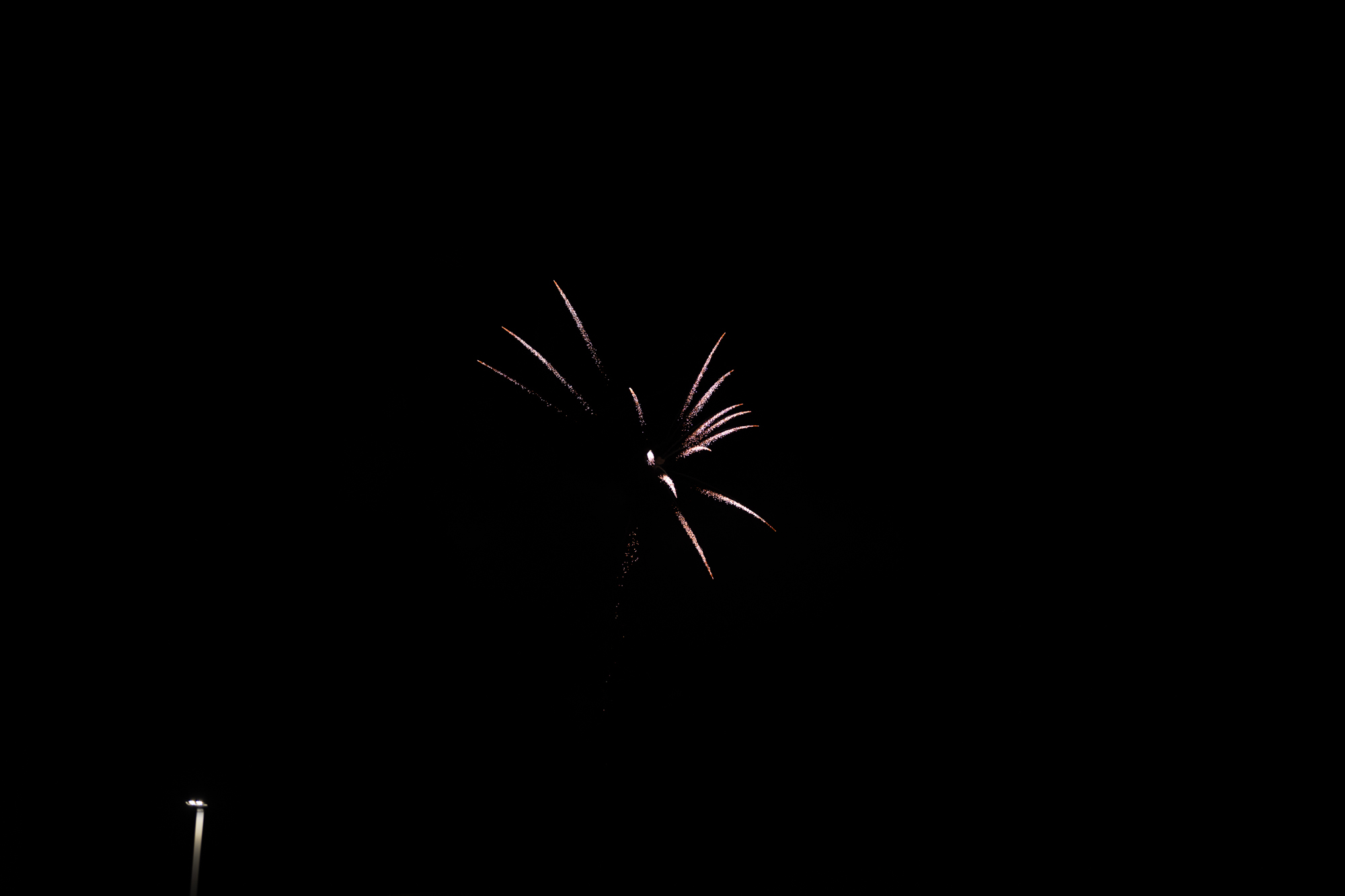 Fireworks going off in a dark sky