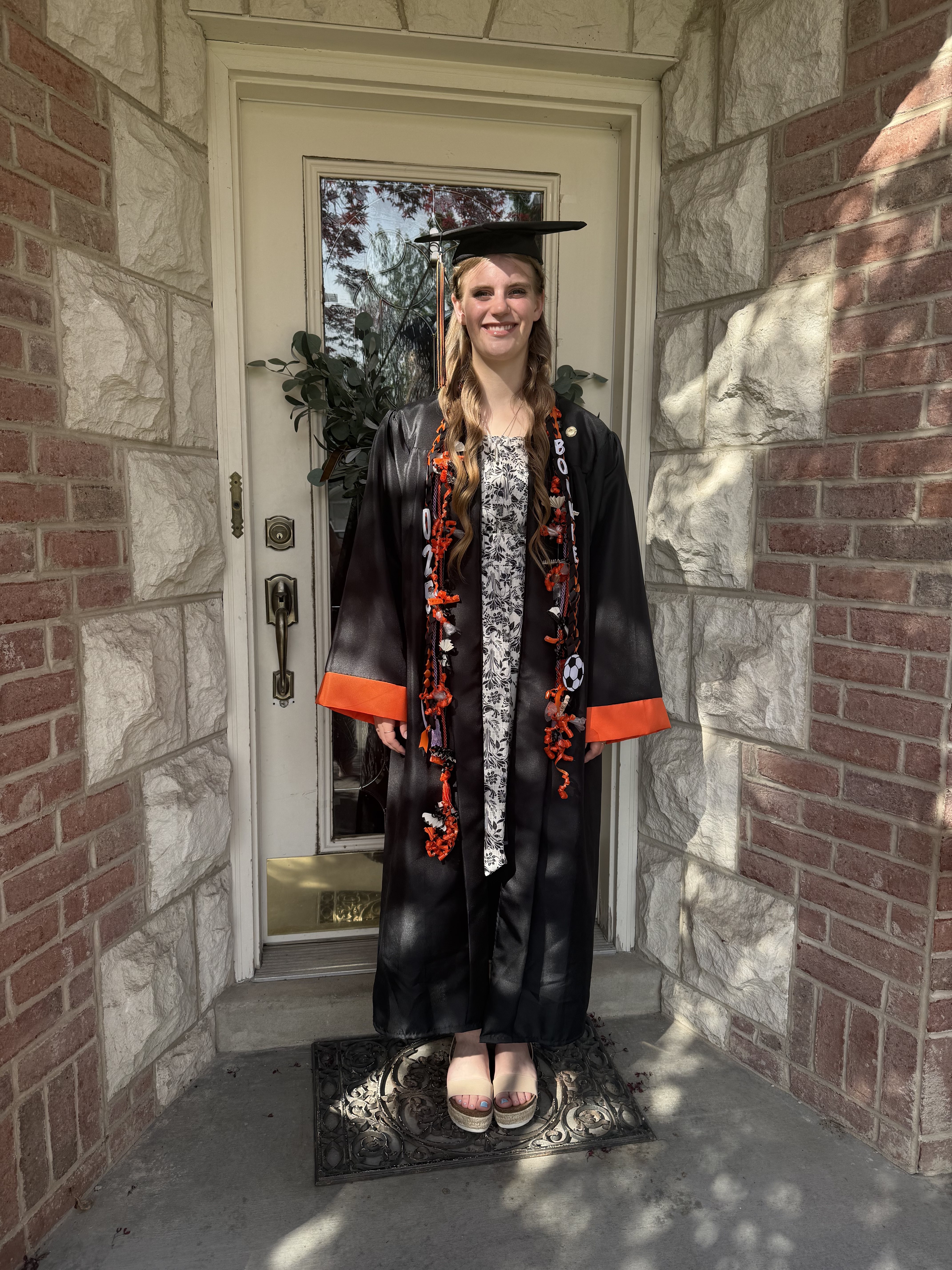 Bonnie in her high school cap and gown.