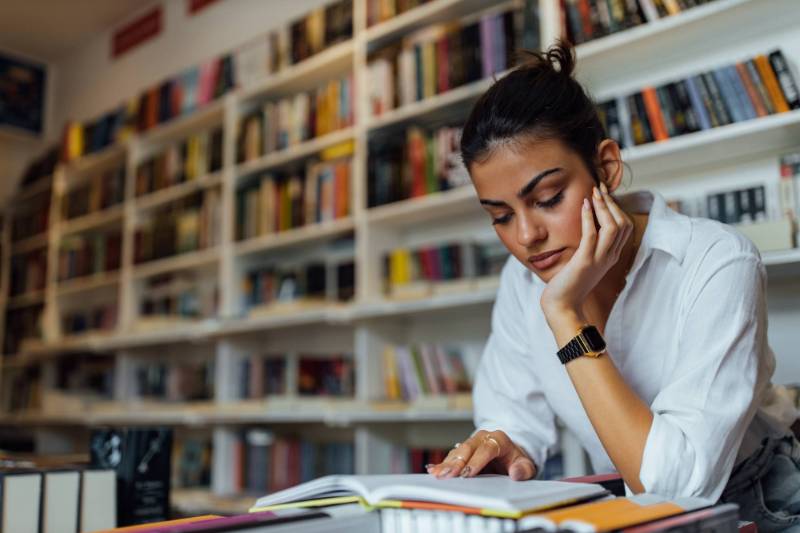 Dressed casually, brunette girl