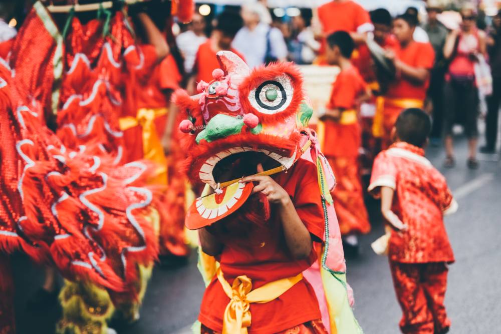 Lion dancers during Chinese Lunar New Year 